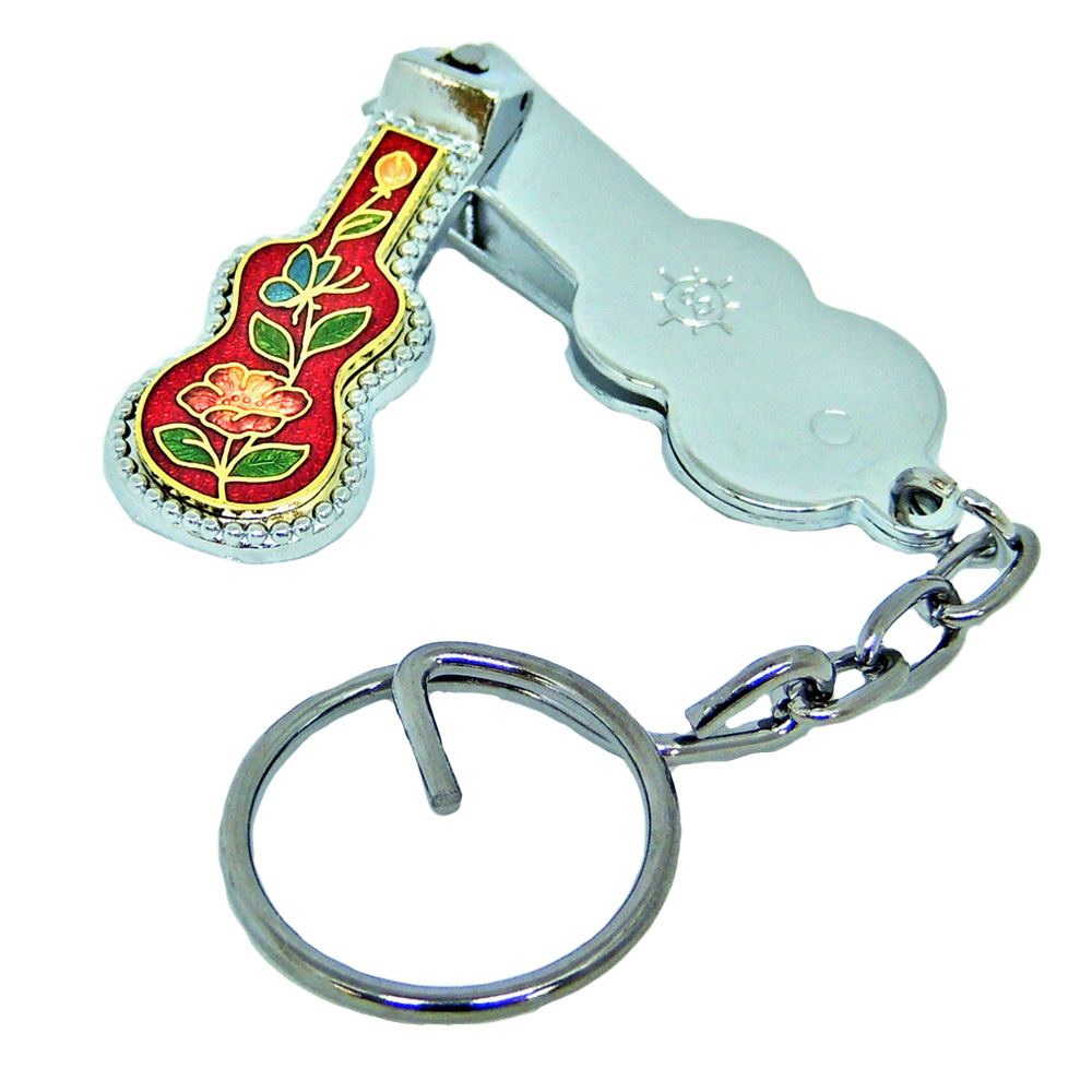 enamel  guitar-shaped nail clipper keychain